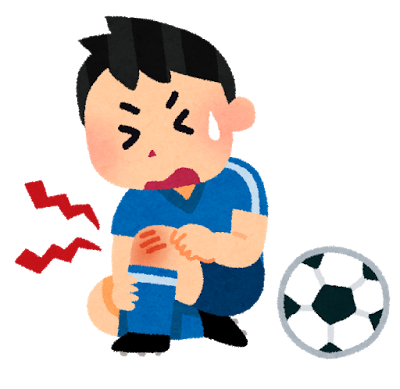 サッカーで膝を痛めた少年イラスト